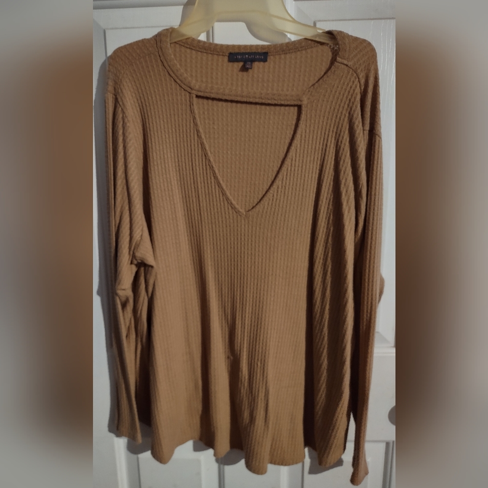 Long sleeve waffle knit top